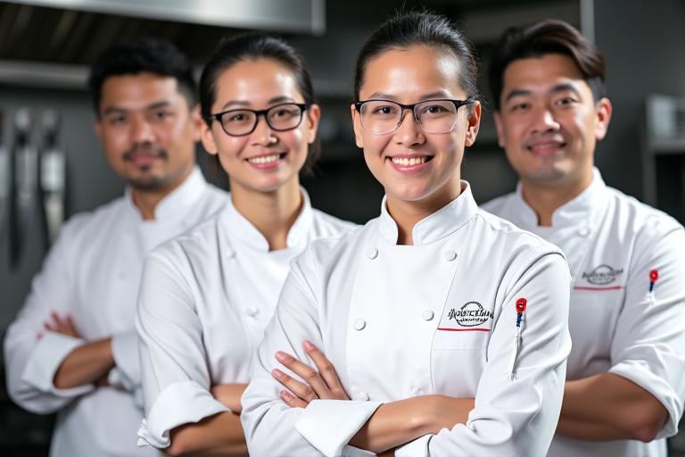 Pasukan chef profesional Makan Masters Catering di Singapura.